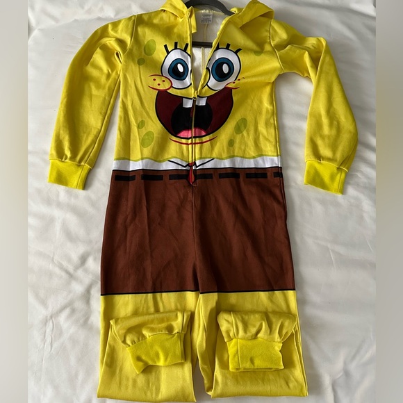 Kids SpongeBob Square Pants Hooded Jumpsuit -Size Large - Picture 3 of 7